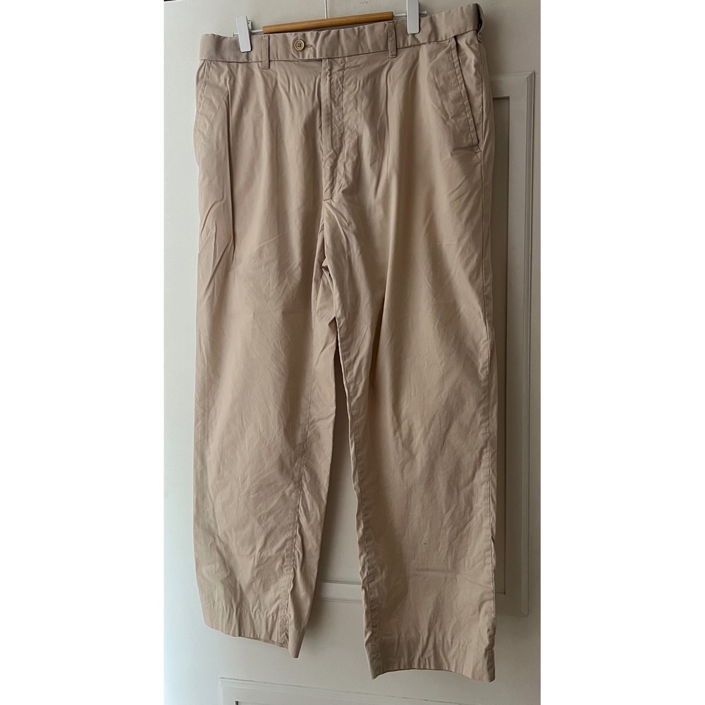 Peter Christian Mens Flat Front Chino Pants Stone Beige Cotton Stretch 36x27x13 - Picture 1 of 7
